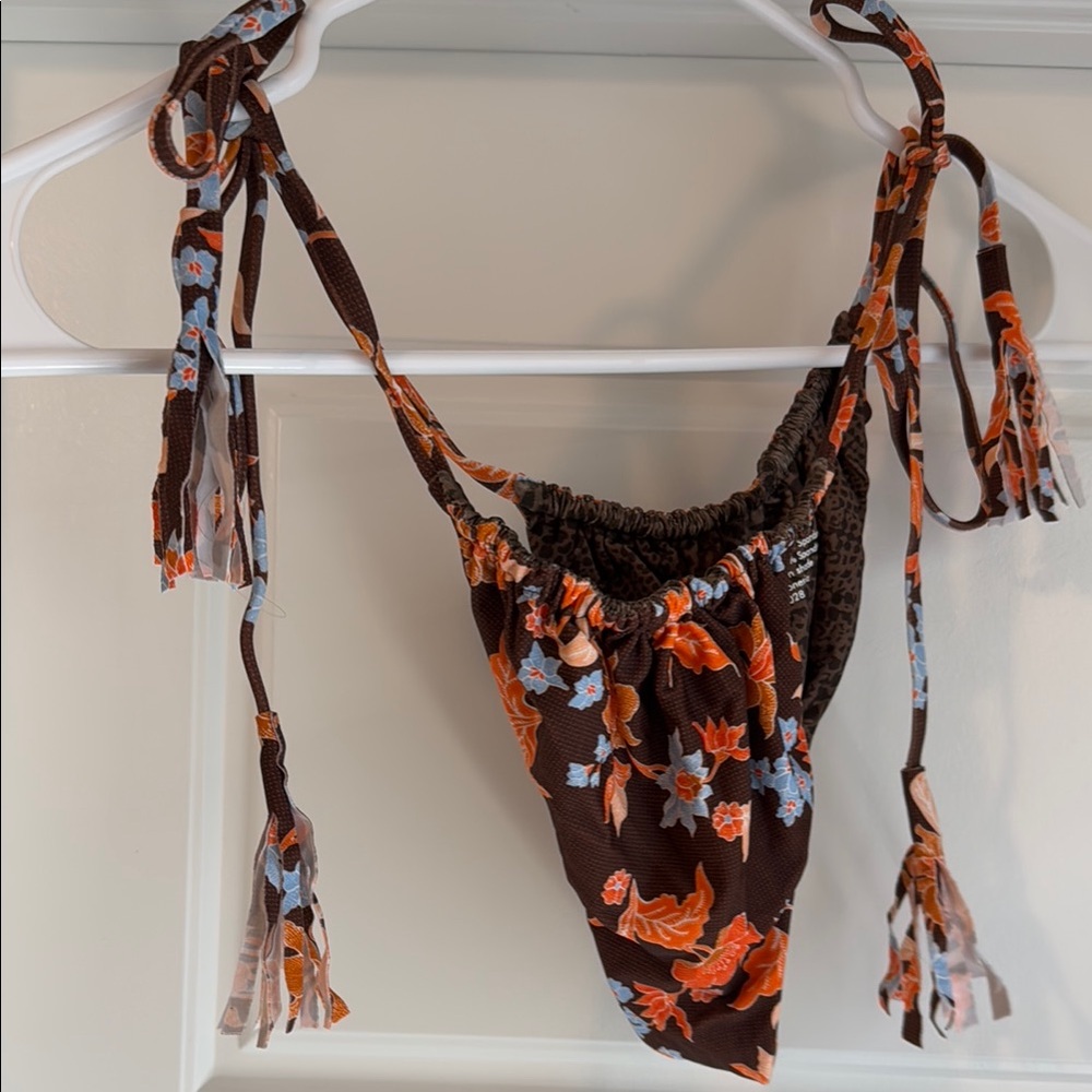 Acacia Brown Floral Bikini Bottom with Tassels
